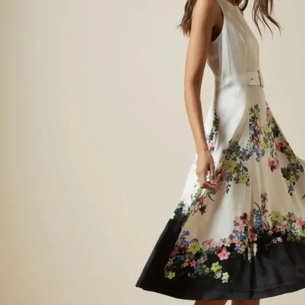 NWT Ted Baker Camylle Pergola Midi Dress in Ivory